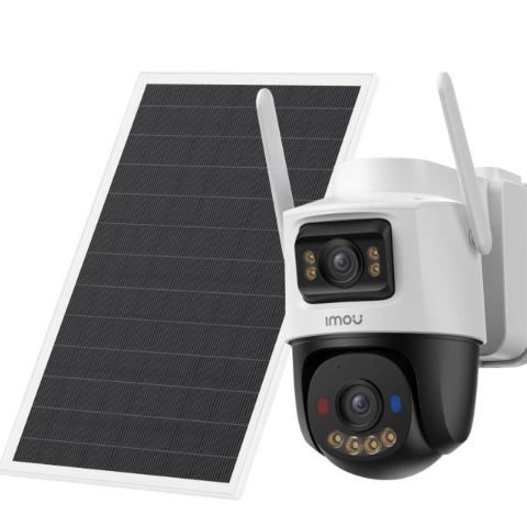 Überwachungskamera mit Solarpanel, wasserdicht und kabellos.